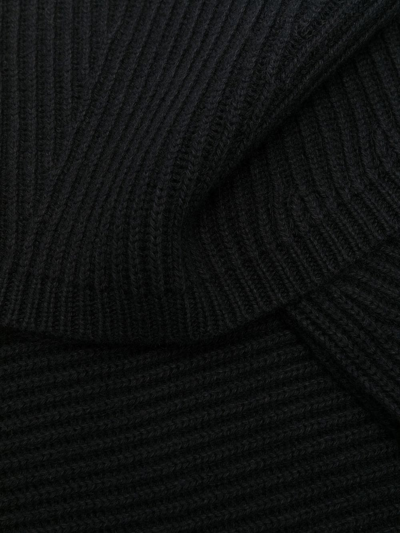 Shop Joseph Ribbed-knit Cotton-wool Blend Scarf In Black