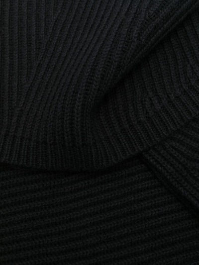Joseph Ribbed-knit Cotton-wool Blend Scarf In Black
