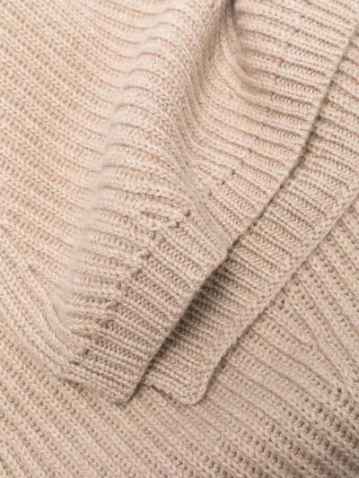 Shop Joseph Ribbed-knit Cotton-wool Blend Scarf In Neutrals