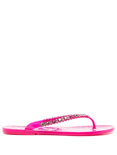 Shop Sophia Webster Esme Crystal-embellished Flip Flops In Rosa