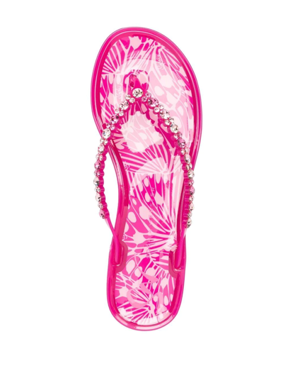 Shop Sophia Webster Esme Crystal-embellished Flip Flops In Rosa