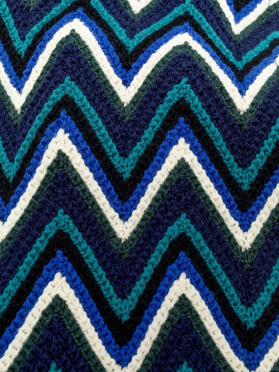 Missoni Zig-zag Embroidered Scarf In Blau