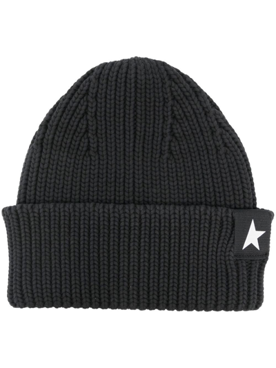 Shop Golden Goose Logo Embroidered Beanie Hat In Schwarz