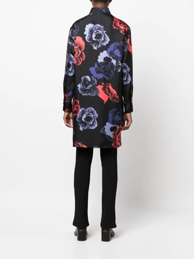 Ferragamo Floral-print Long-sleeve Shirt In Schwarz