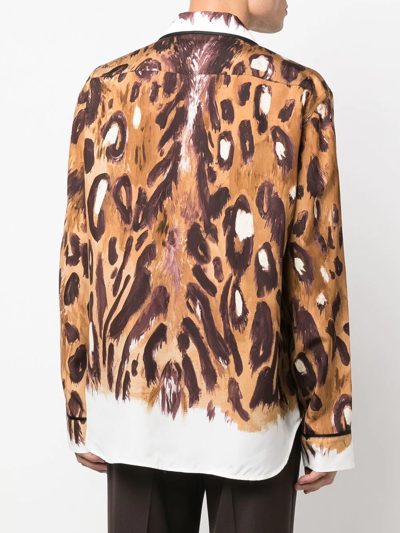 Shop Marni Leopard-print Button-up Shirt In Brown