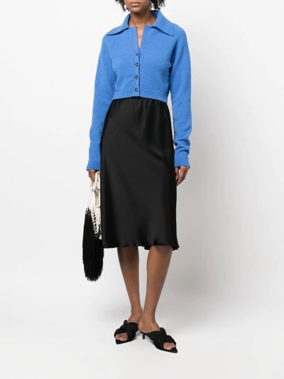 Shop Nanushka Spread-collar Cropped Cardigan In Blau