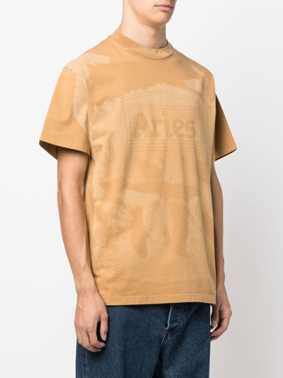 Shop Aries Logo-print Camouflage T-shirt In Nude