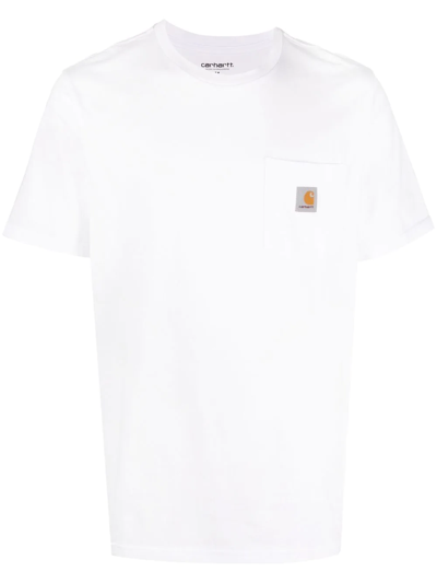 Shop Carhartt Logo-patch Cotton T-shirt In Weiss