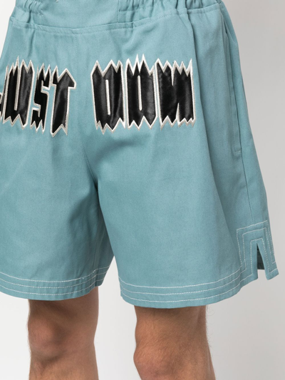 Shop Just Don Logo-print Deck Shorts In Blau