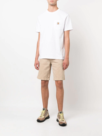 Carhartt Cotton T-shirt With Logo Patch In Weiss