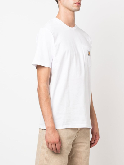 Carhartt Cotton T-shirt With Logo Patch In Weiss