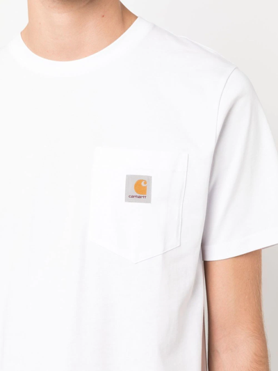 Shop Carhartt Logo-patch Cotton T-shirt In Weiss