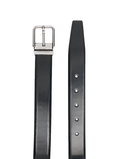 Dolce & Gabbana Black Belt With Engraved Logo In Schwarz