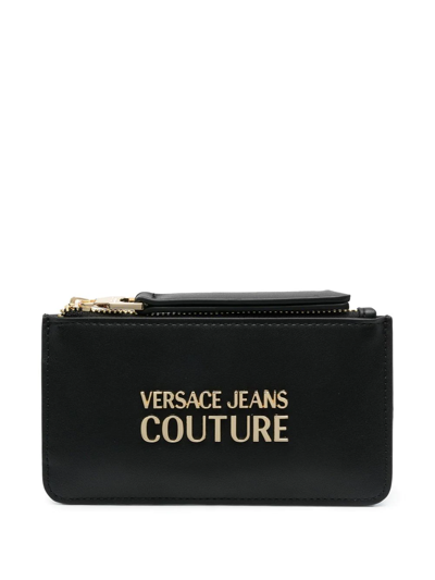 Shop Versace Jeans Couture Logo-lettered Zipped Purse In Schwarz