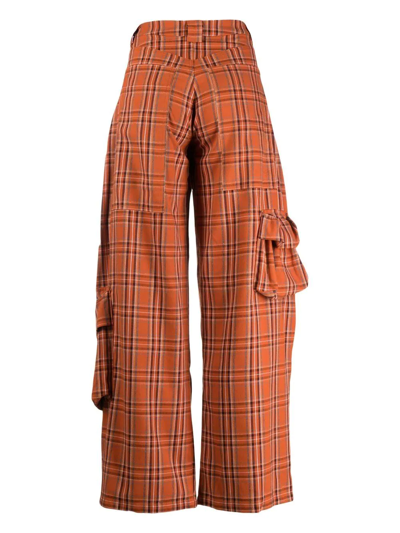 Shop Collina Strada Plaid Cargo-pocket Trousers In Orange