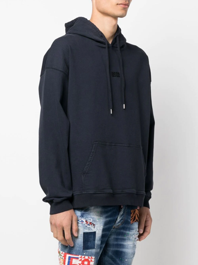 Shop Dsquared2 Embroidered-logo Hoodie In Blau