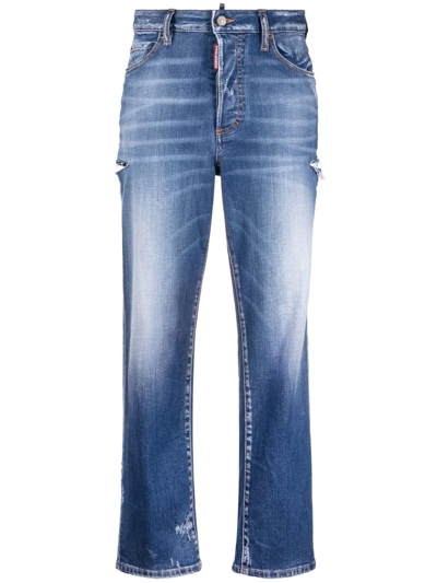 Shop Dsquared2 Straight-leg Ripped Jeans In Blau