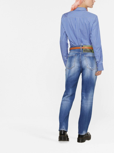 Shop Dsquared2 Straight-leg Ripped Jeans In Blau