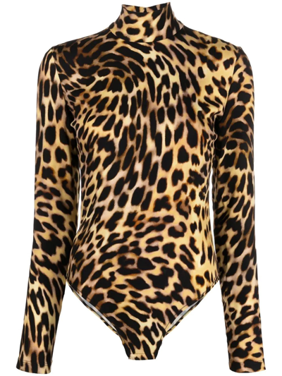Shop Stella Mccartney Leopard-print Bodysuit In Nude