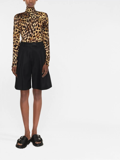 Stella Mccartney Cheetah Print Long Sleeve Turtleneck Bodysuit In Nude