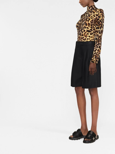 Stella Mccartney Cheetah Print Long Sleeve Turtleneck Bodysuit In Nude
