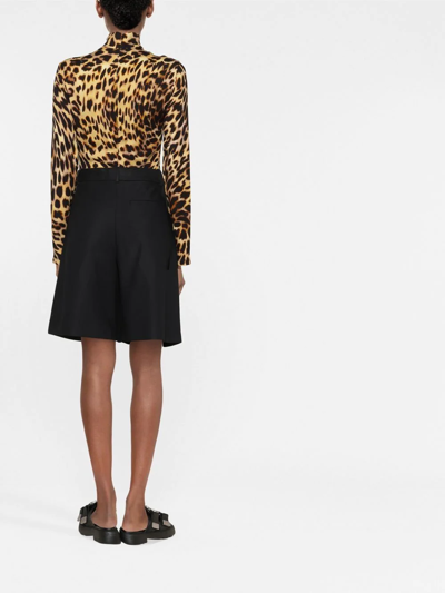 Stella Mccartney Cheetah Print Long Sleeve Turtleneck Bodysuit In Nude