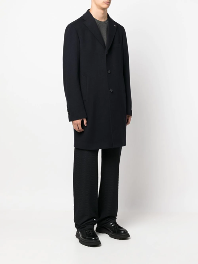 Shop Tagliatore Single-breasted Tailored Coat In Blau