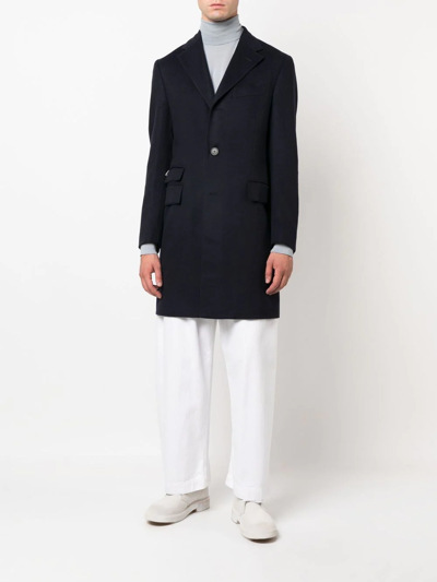 Shop Corneliani Single-breasted Wool Coat In Blau