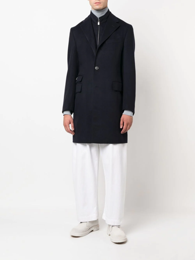 Shop Corneliani Single-breasted Wool Coat In Blau