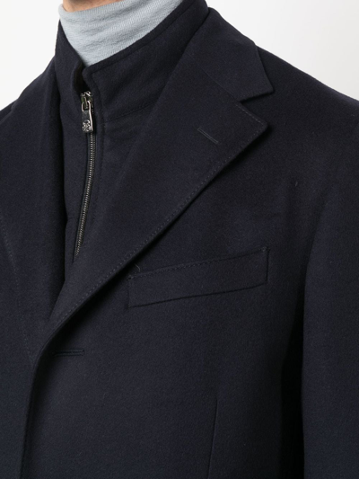 Shop Corneliani Single-breasted Wool Coat In Blau