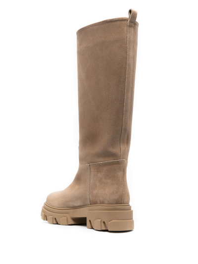 Shop Gia Borghini Perni Suede Mid-calf Boots In Nude