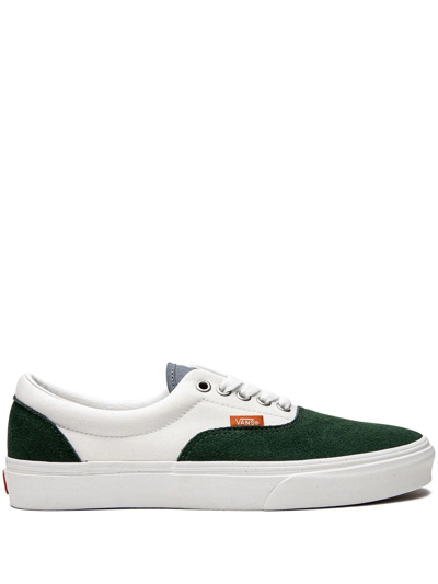 Vans Era Varsity Canvas Sneakers In White And Dark Green | ModeSens