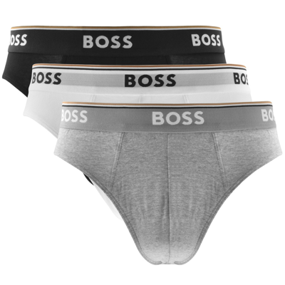 Hugo Boss Three-pack Of Stretch-cotton Briefs With Logo Waistbands In White