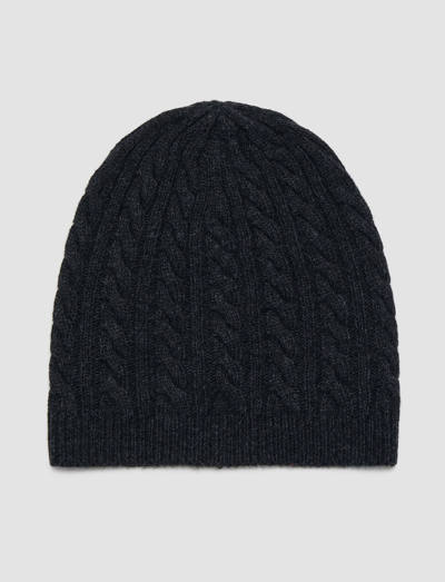 Shop Joseph Light Cable Knit Hat In Dark Grey