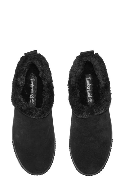 Shop Timberland Skyla Bay Faux Fur Lined Leather Sneaker In Jet Black