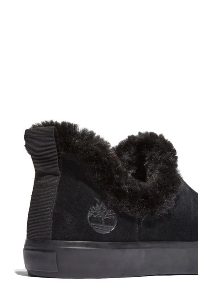 Shop Timberland Skyla Bay Faux Fur Lined Leather Sneaker In Jet Black