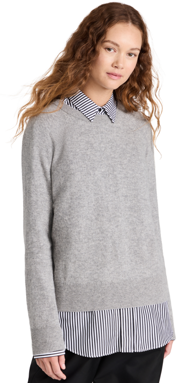 Shop White + Warren Cashmere Long Sleeve Sweatshirt Grey Heather