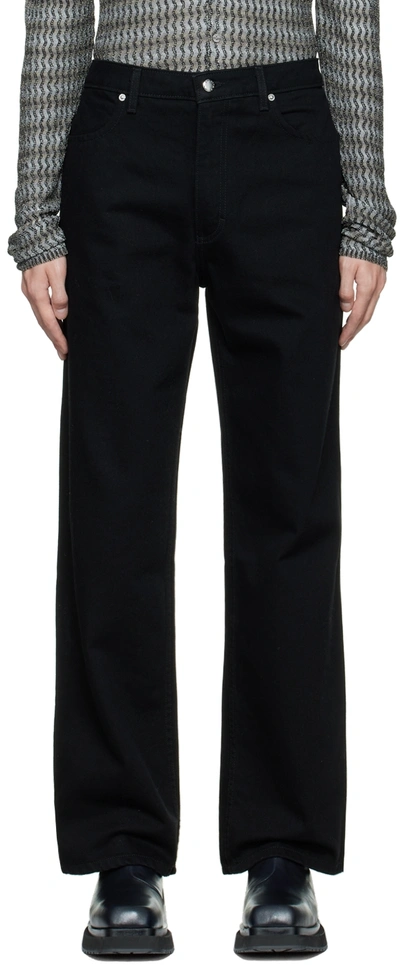 Shop Eckhaus Latta Black Wide-leg Jeans In Almost Black