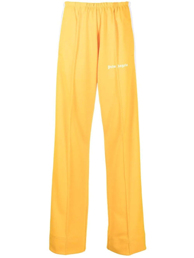 Shop Palm Angels Yellow Logo-print Loose-fit Track Pants