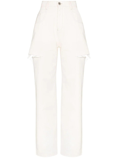 Shop Maison Margiela Jeans With A Worn Effect In White