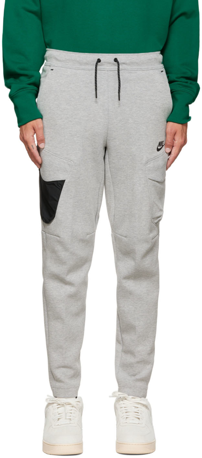Shop Nike Gray Sportswear Tech Lounge Pants In Dk Grey Heather/blac
