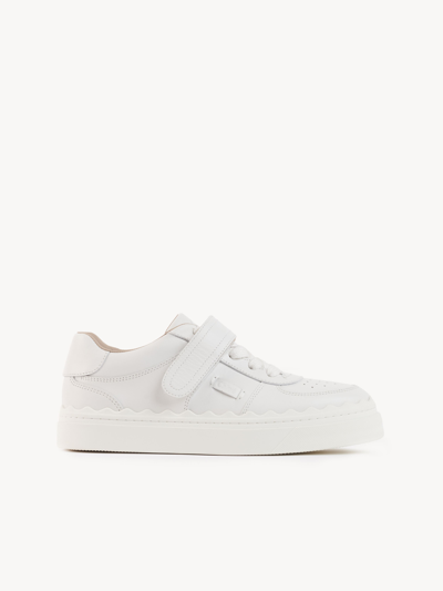 Chloé Lauren Scalloped Leather Sneaker In White