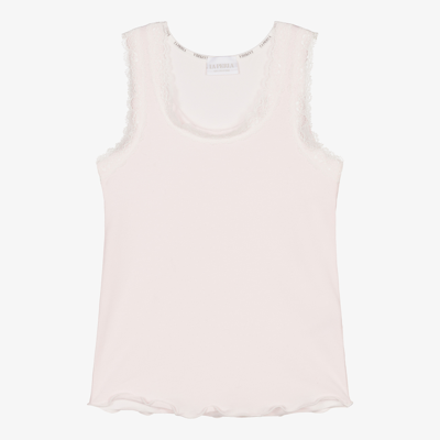 Shop La Perla Girls Pink Cotton Vest