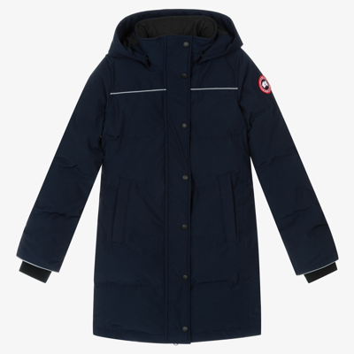 Shop Canada Goose Girls Navy Blue Parka Coat