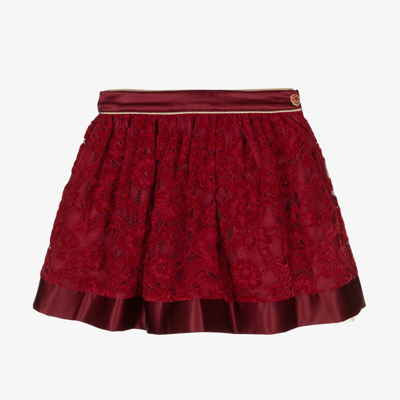 Shop Patachou Girls Red Velvet Lace Skirt