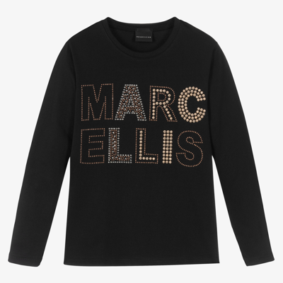 Shop Marc Ellis Girls Black Studded Logo Top