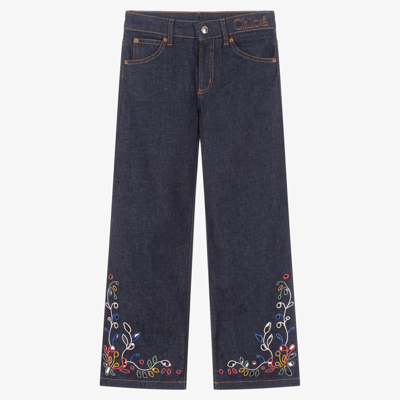 Shop Chloé Teen Girls Blue Denim Jeans