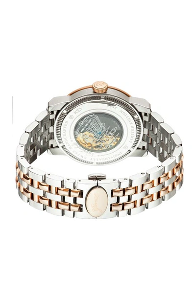 Shop Gevril Two-tone Vanderbilt Bracelet Watch, 47mm In Brown/two Toned Ss Iprg