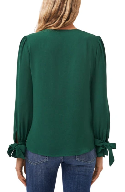 Shop Cece Tie Sleeve Top In Alpine Green