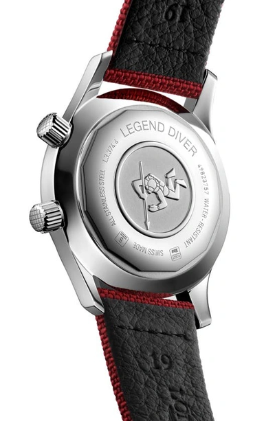 Shop Longines Legend Diver Automatic Strap Watch, 36mm In Burgundy